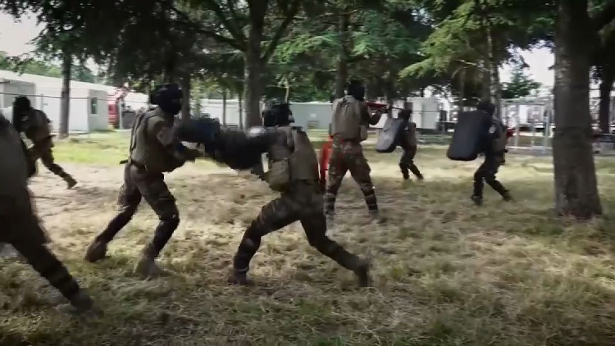 Soldiers in Paris take part in close combat training ahead of Olympics opening 