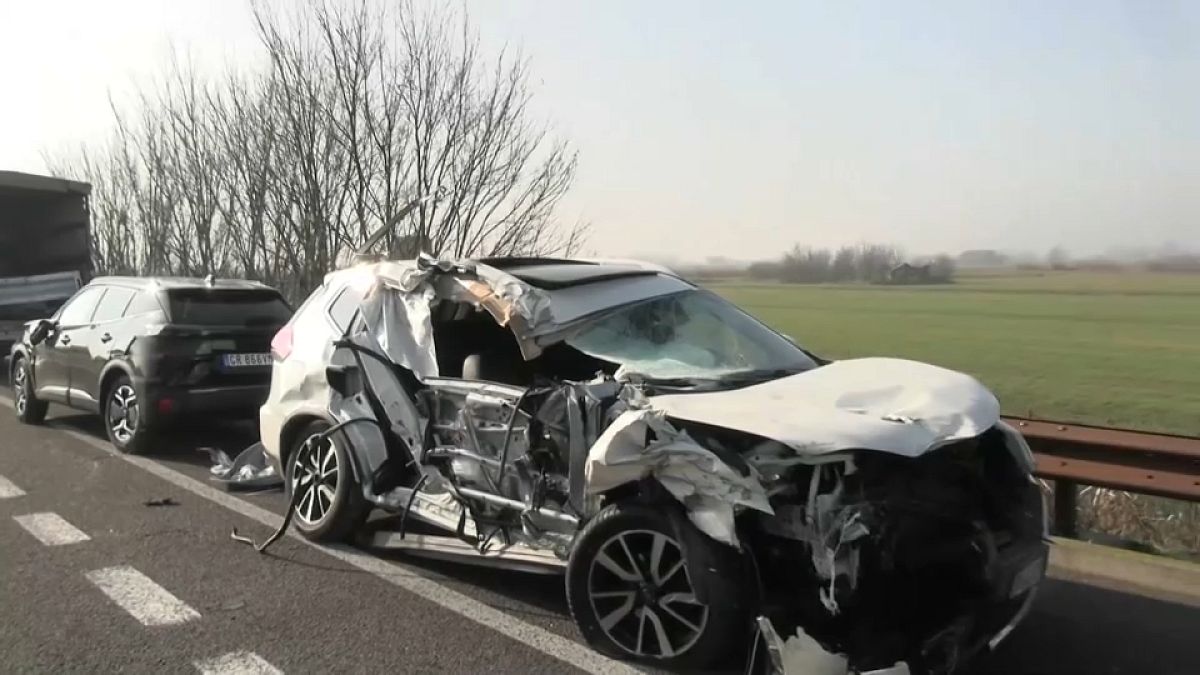 Thick fog causes pile-ups and crashes in northern Italy, killing 3 and injuring dozens  