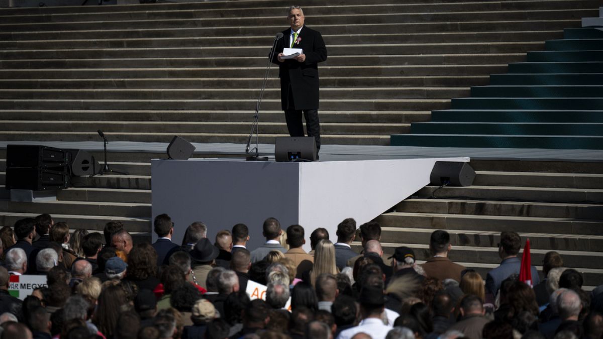 Hungary's Orb&aacute;n rails against the EU and 'the Western world' in speech on national holiday 