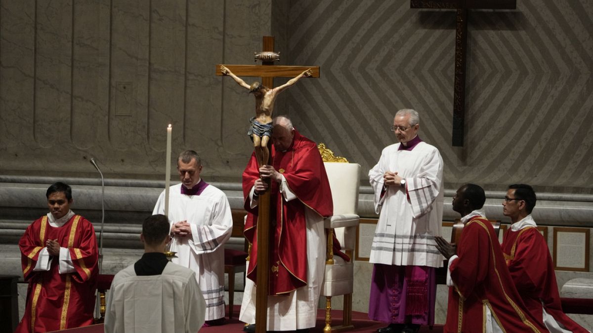Pope Francis leads Good Friday Mass in St. Peter's Basilica 