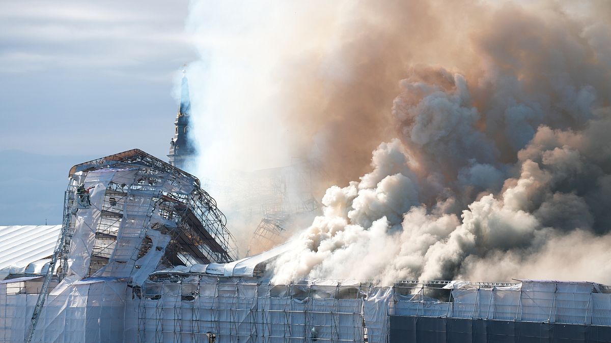 Fire engulfs historic Copenhagen Stock Exchange, spire collapses 