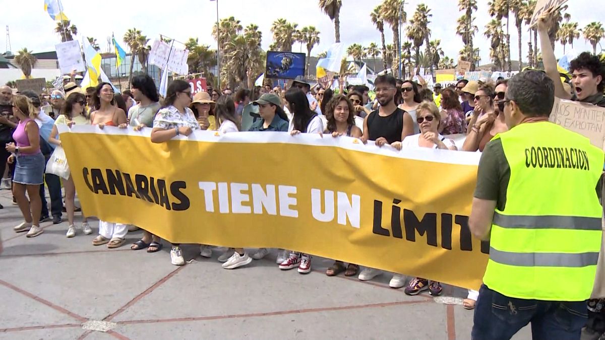 Thousands protest in Spain's Canary Islands over mass tourism 
