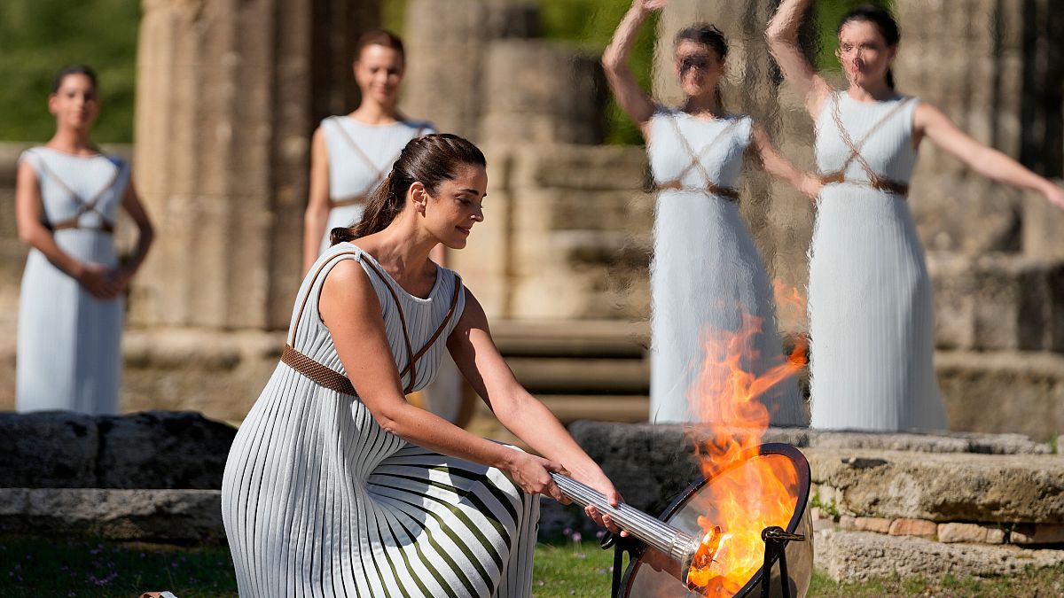 Flame-lighting ceremony for the Paris Olympics in Greece