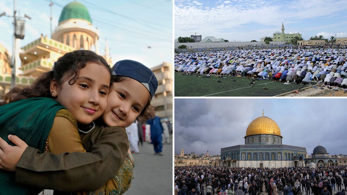 In pictures: Muslims across the world celebrate Eid-al-Fitr amid Gaza conflict 