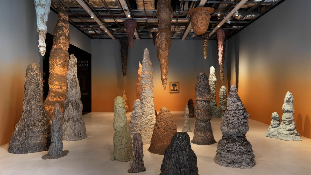 Born From Stone: Polish artist Goshka Macuga transforms London Roman temple with rock formations