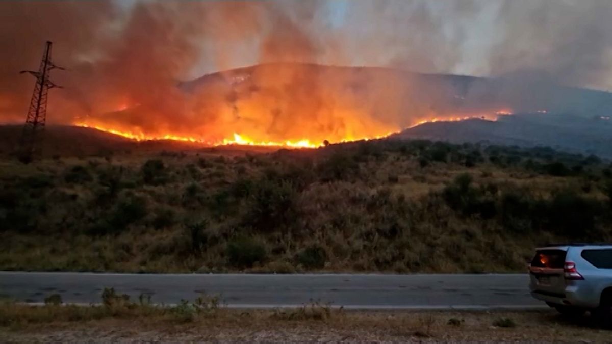 Fire sweeps through mountains in southern Albania 